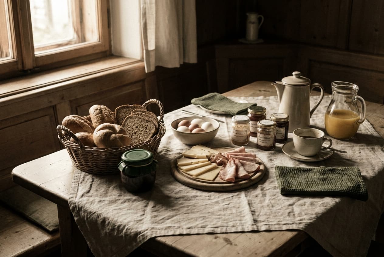 Gedeckter Frühstückstisch im Hotel St. Leonhard
