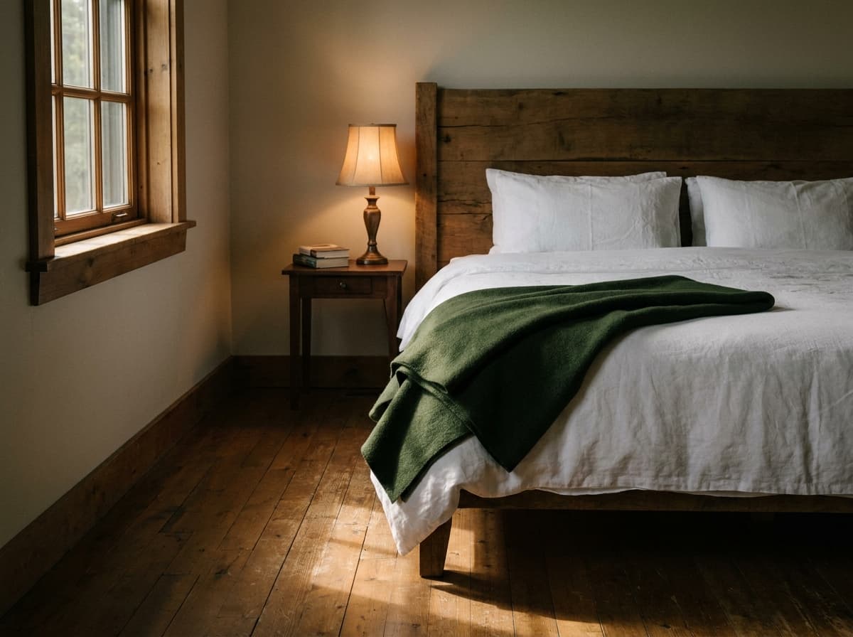 Gemütliches Doppelzimmer im Hotel St. Leonhard mit warmem Holz und Doppelbett